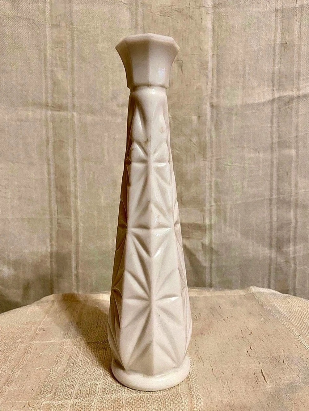 Vintage Hoosier Glass Milk Glass Starburst Bud Vase 9 Inch